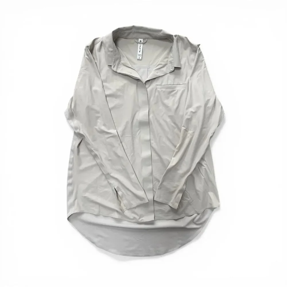 Athleta Urbanite Long Sleeve Button Down Relax Fit Performance Top - Picture 4 of 6